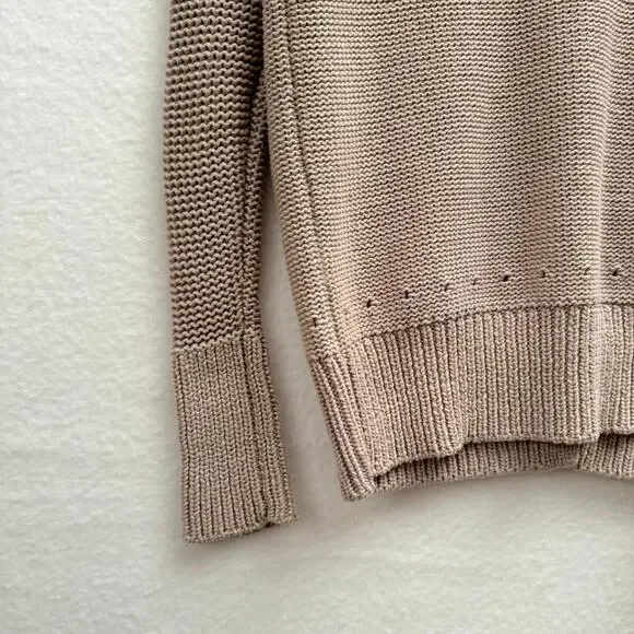 Alexander Wang Women's XS Beige Tan Cotton Heavy Knit Button Cardigan Sweater